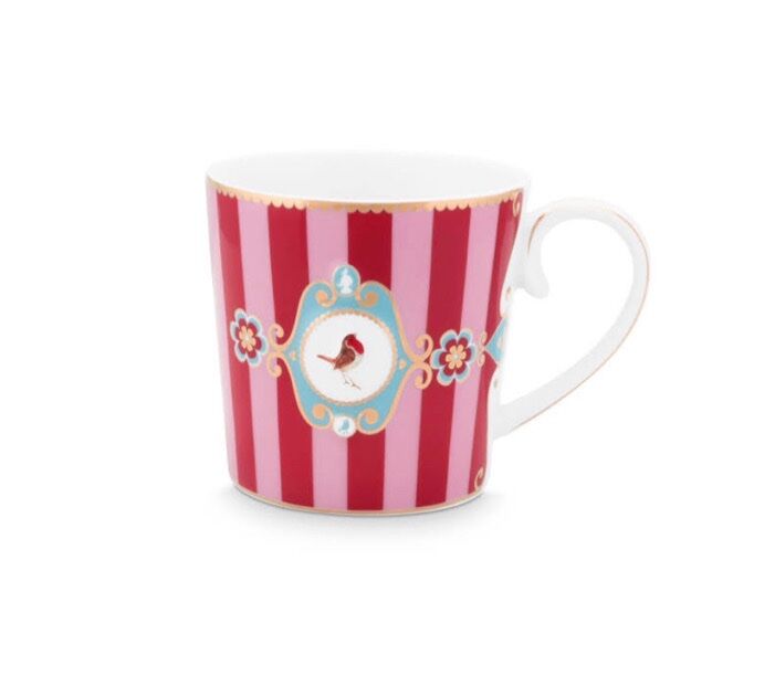 Love Birds Kırmızı Mini Mug Çizgili 150 Ml