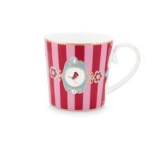 Love Birds Kırmızı Mini Mug Çizgili 150 Ml