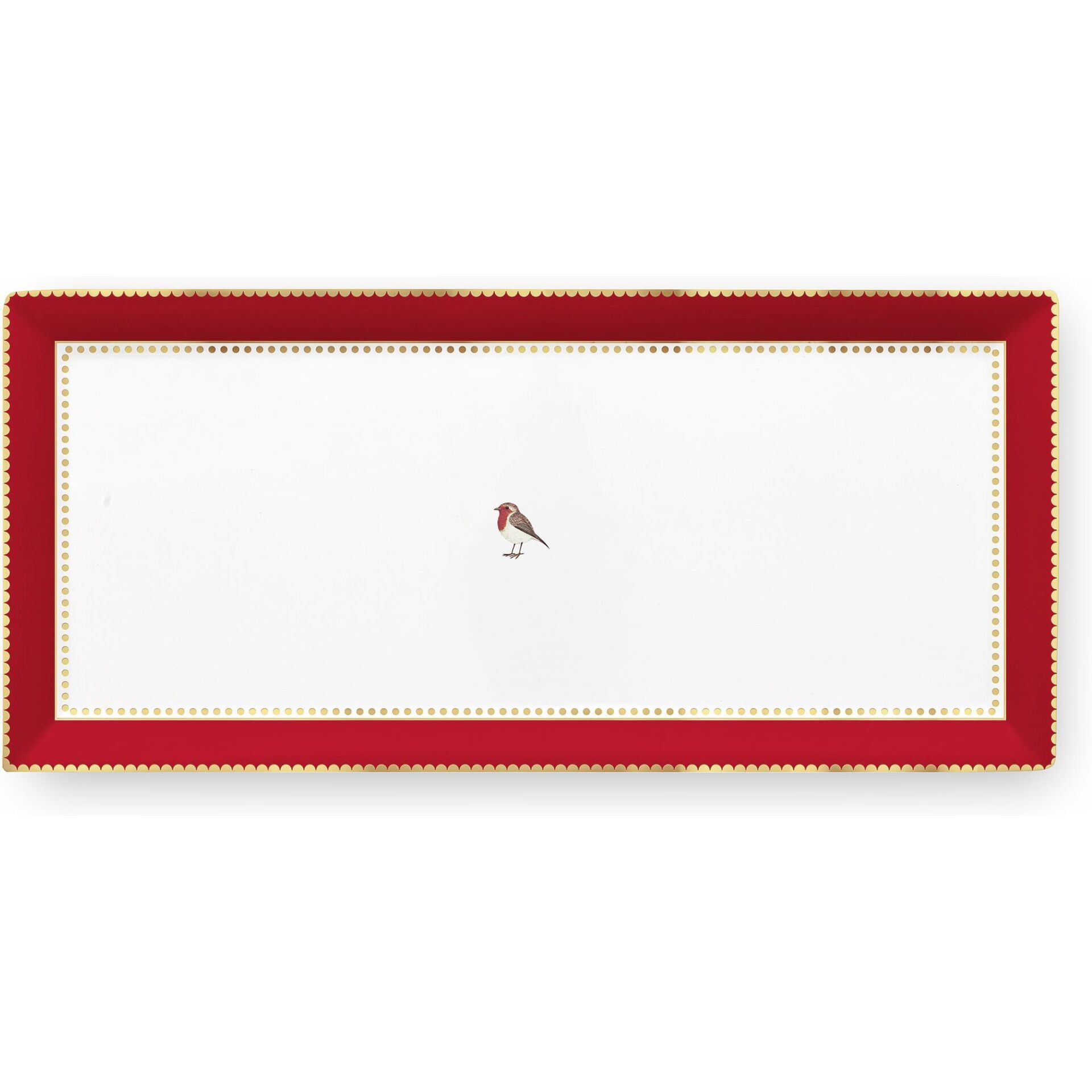 Love Birds Kırmızı Servis Tabağı 33X15 Cm
