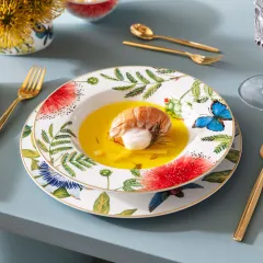 Amazonia Anmut Tropik Desenli Çukur Tabak 24 cm