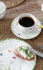 Colourful Spring Çiçek Desenli Kahve, Çay Fincan Tabağı