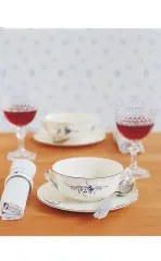 Old Luxembourg Blue Blanc Çift Kulplu Kase