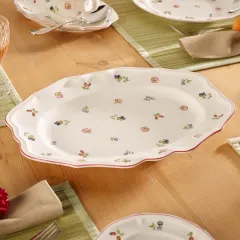 Petite Fleur Çiçek Desenli Oval Servis Tabağı 37 cm