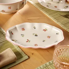Petite Fleur Çiçek Desenli Oval Servis Tabağı 24 cm