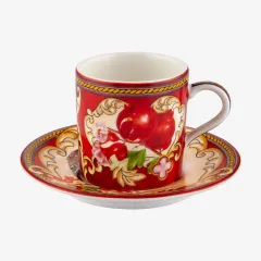 Chiara Alessi Capri Narlı Kırmızı Metal Kutulu kahve fincan seti