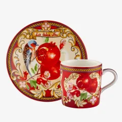 Chiara Alessi Capri Narlı Kırmızı Metal Kutulu kahve fincan seti