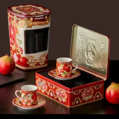 Chiara Alessi Capri Narlı Kırmızı Metal Kutulu kahve fincan seti