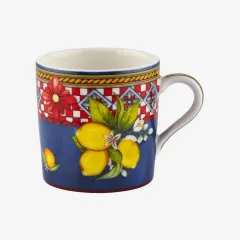 Chiara Alessi Capri Limonlu Mavi Metal kutulu Kahve fincan seti