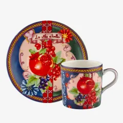 Chiara Alessi Capri Mavi Yeşil Metal kutulu Kahve fincan seti