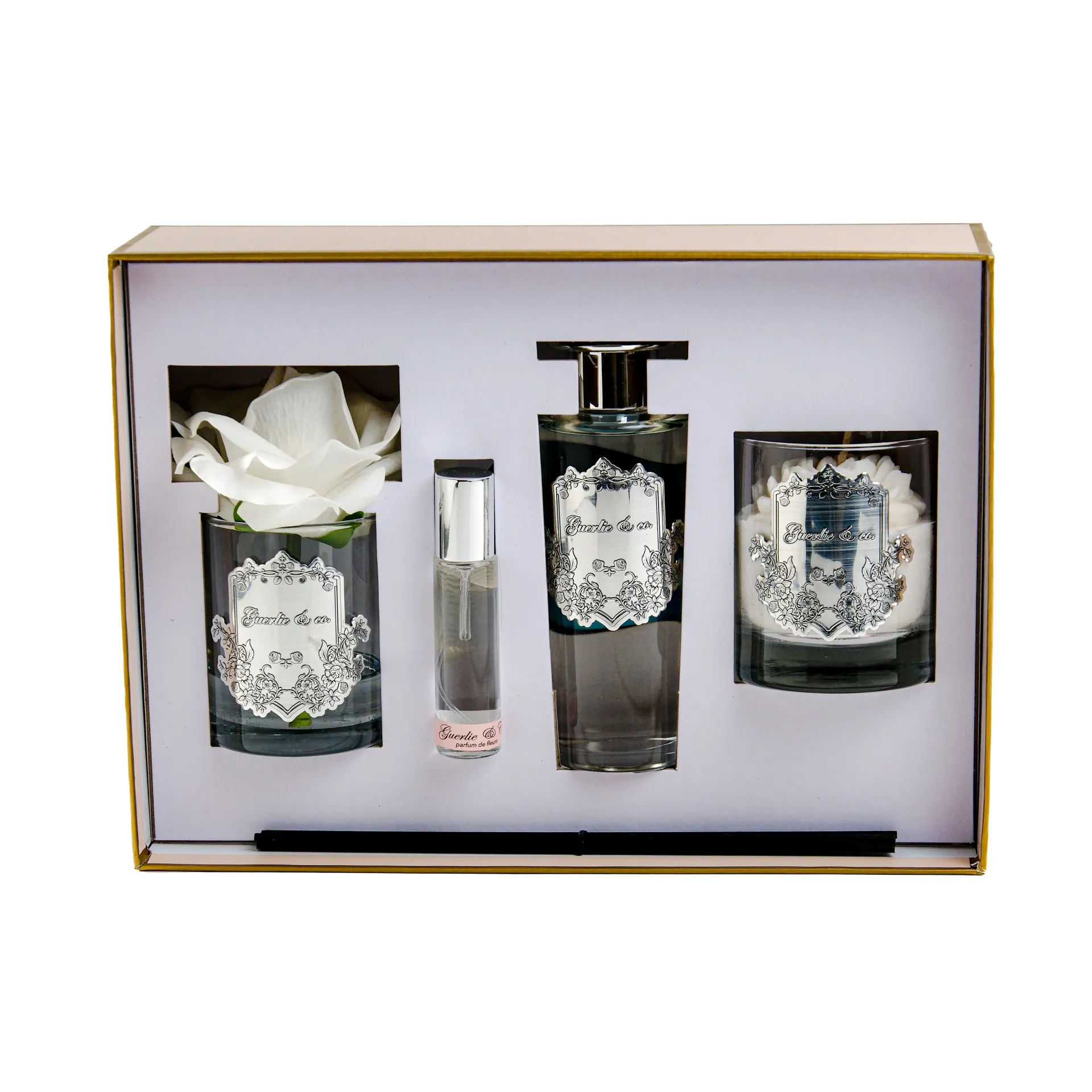 Guerlie&Co. Luxury Silver Set Beyaz Gül