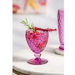 Boston Fuşya Kristal Beyaz Şarap Kadehi