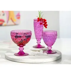 Boston Fuşya Kristal Beyaz Şarap Kadehi