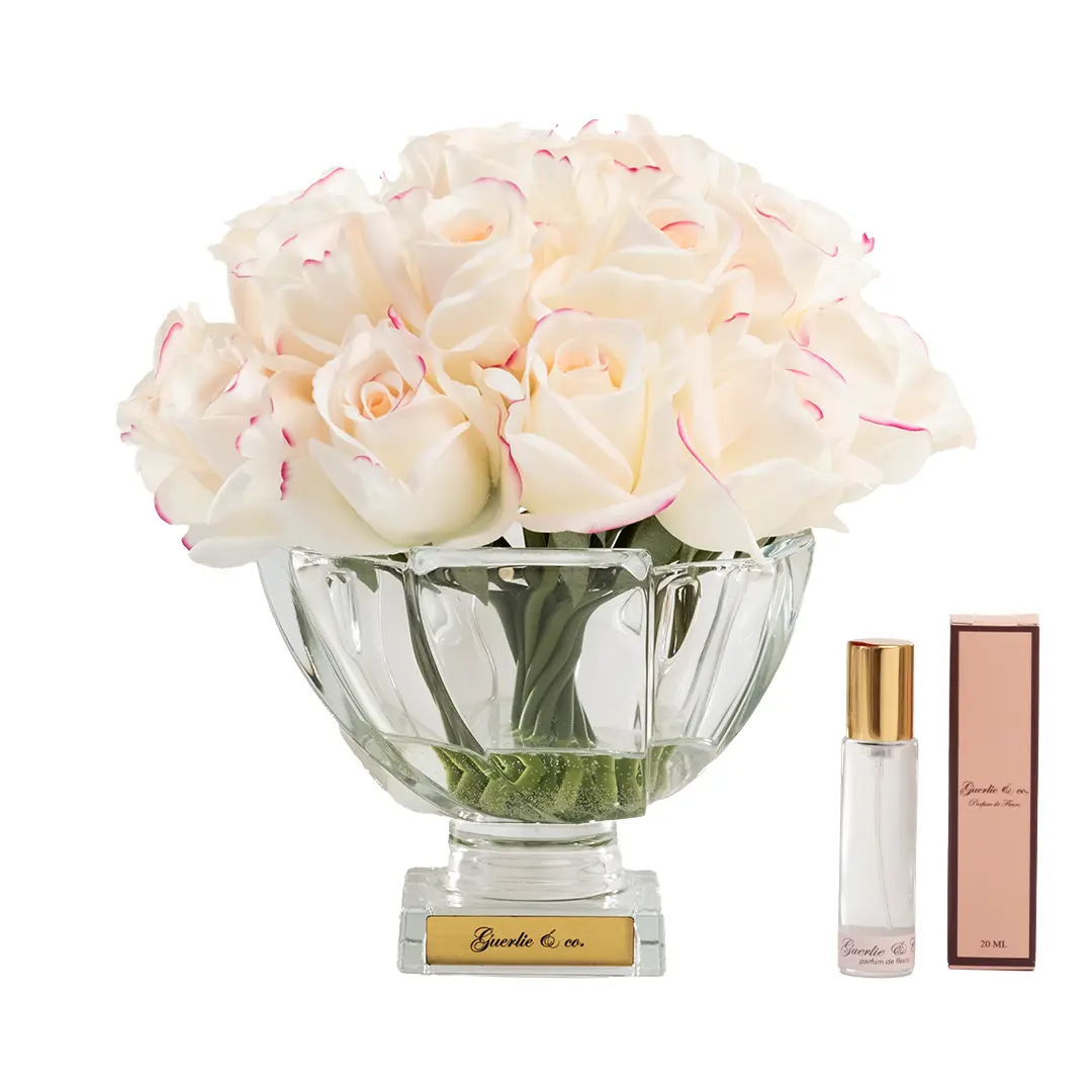 Guerlie&co. Krem Pembe 21 Tomurcuk Gül Kristal Cam