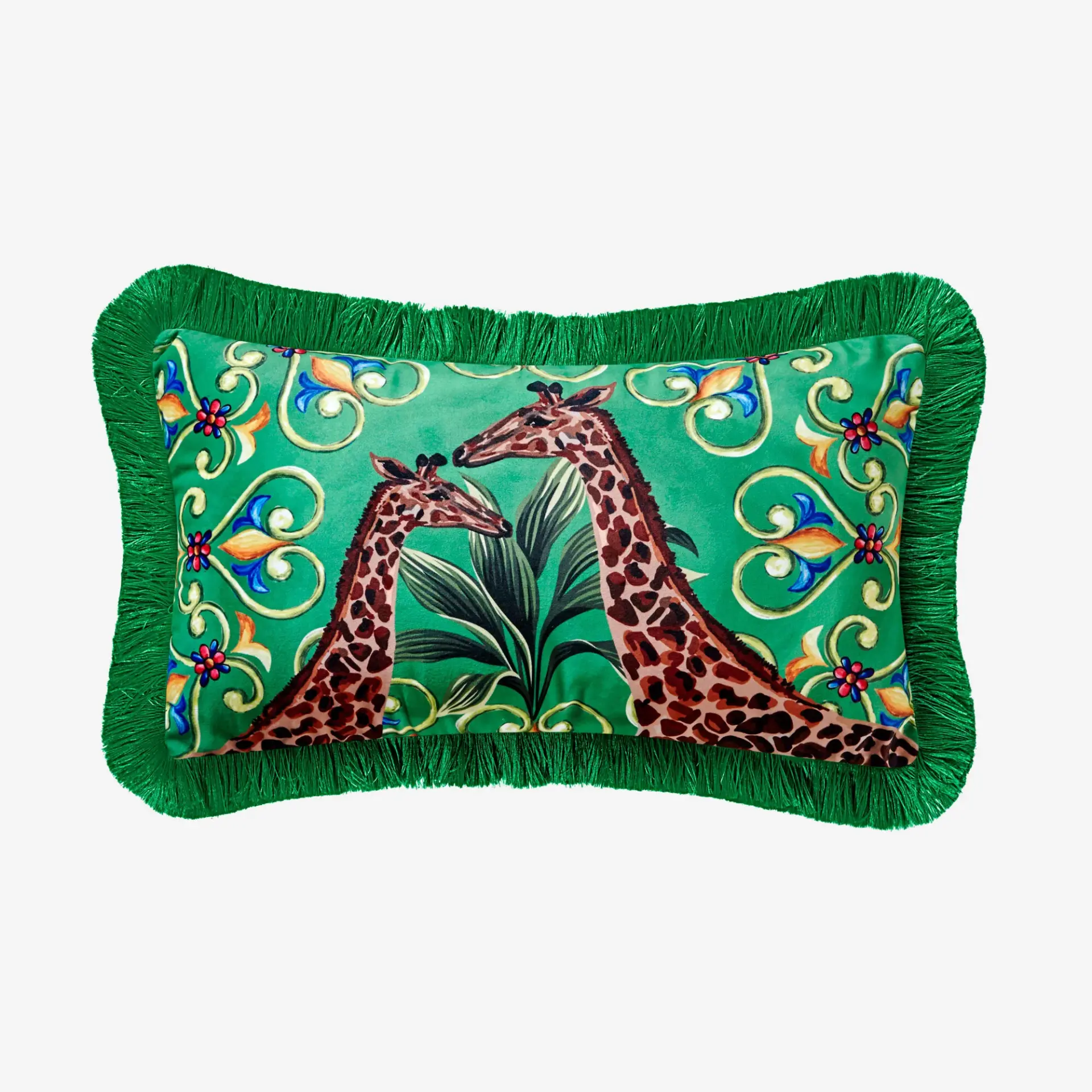 Yeşil Kadife Dekoratif Yastık 30X50 Cm Il Giardino Collection by Chiara Alessi