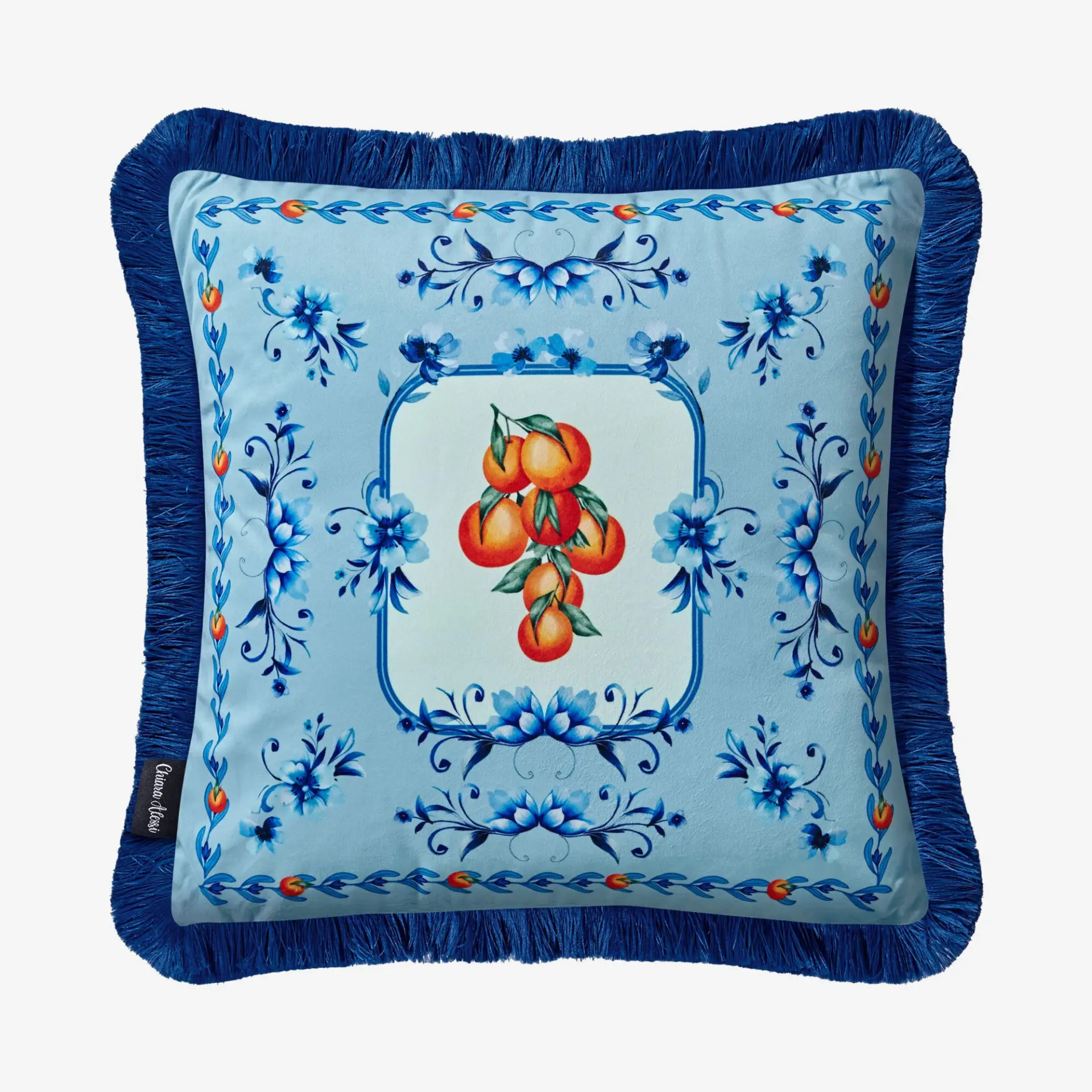 Mavi Kadife Dekoratif Yastık 45X45 Cm Carpe Diem Collection by Chiara Alessi