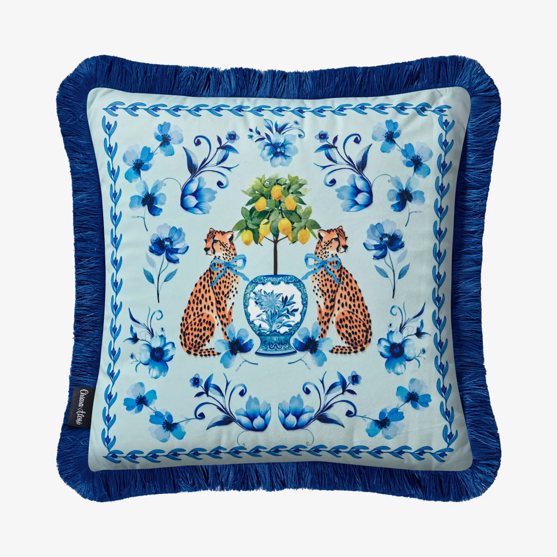 Mavi Kadife Dekoratif Yastık 45X45 Cm Carpe Diem Collection by Chiara Alessi