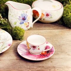 Mariefleur Çiçek Desenli Türk Kahvesi Fincan Tabağı