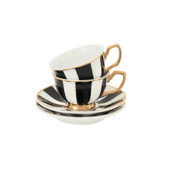 Siyah Çizgili 2 li Kahve Fincanı