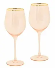 Wine Glass Rose Crystal - Set of 2