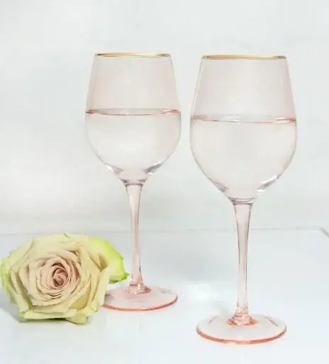 Wine Glass Rose Crystal - Set of 2