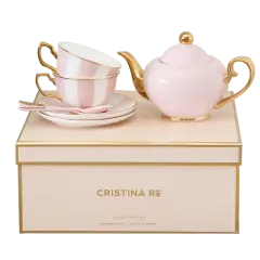 Two Cup Blush Stripe Teaset