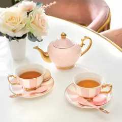 Two Cup Blush Stripe Teaset