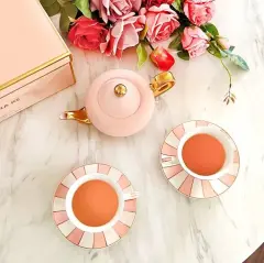 Paris Pinstripe Blush Tea set