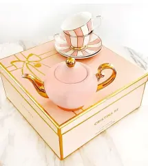Paris Pinstripe Blush Tea set