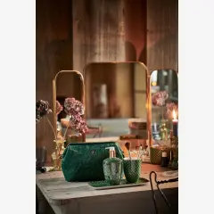 Quiltey Days Kadife Küçük Makyaj Çantası Yeşil  19x8,5x12cm