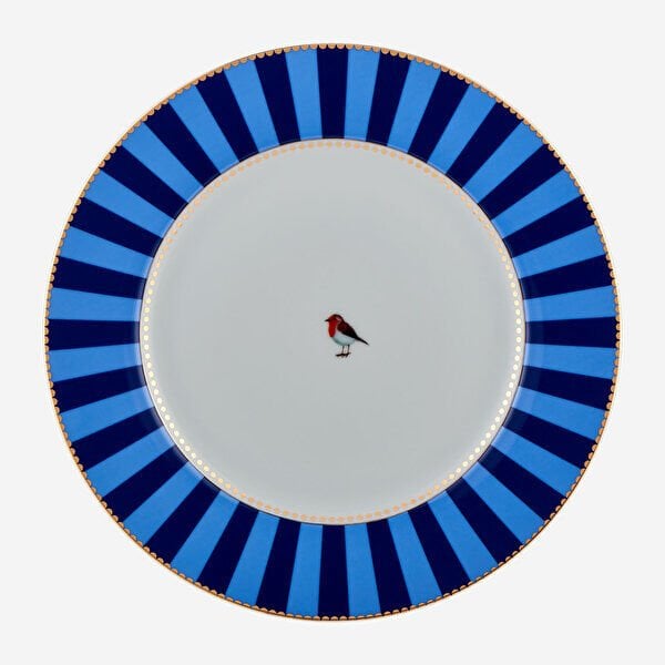 Love Birds Mavi Çizgili Yemek Tabağı 26,5 cm