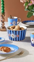 Love Birds Mavi Madalyon Desenli  Küçük Mug 150 ml