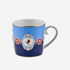 Love Birds Mavi Renkli Madalyon Desenli Küçük Mug 150 ml