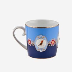 Love Birds Mavi Renkli Madalyon Desenli Küçük Mug 150 ml