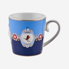Love Birds Mavi Renkli Madalyon Desenli Mug 250 ml