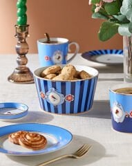 Love Birds Mavi Çizgili Kase 15 cm