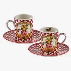 Kırmızı Porselen Kahve Fincan Seti 110 Ml Capri Collection by Chiara Alessi