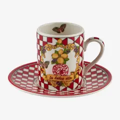 Kırmızı Porselen Kahve Fincan Seti 110 Ml Capri Collection by Chiara Alessi