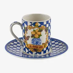 Mavi Porselen Kahve Fincan Seti 110 Ml Capri Collection by Chiara Alessi