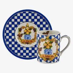 Mavi Porselen Kahve Fincan Seti 110 Ml Capri Collection by Chiara Alessi